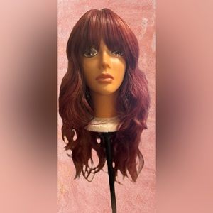 Dark red wig with bangs